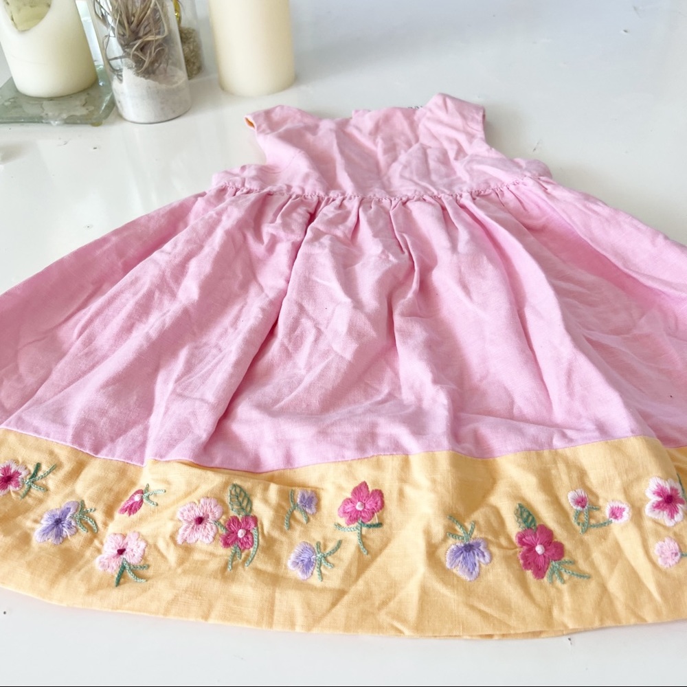 GAP Girl’s New Pastel Pink & Yellow Floral Dress NWT - Picture 4 of 16
